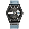 CURREN M8301 Men Military Sports Watch Quartz Date Clock Leather Wristwatch(black case blue)