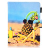For Amazon Kindle Youth Version 2019 Colored Drawing Stitching Horizontal Flip Leather Case, with Holder & Card Slots(Pineapple)