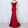 Mermaid Long Evening Dress Party Elegant Long Prom Gown With Belt, US Size:6(Red)