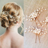 Elegant Bridal Wedding Crystal Pearl Flower Hair Pins Handmade Bridesmaid Bridal Veil Hair Accessories(Sliver)