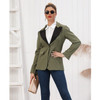 Fashion Slim Lapel Colorblock Blazer (Color:Army Green Size:M)