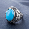Europe and America Style Retro Gemstone Turquoise Men Titanium Steel Ring, Size: 9, Diameter: 19mm, Perimeter: 59.8mm(Blue)