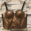 Pu Leather Lo Shi Short Paragraph Bra Straps (Color:Gold Size:XL)