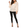 Loose Casual V-neck Solid Color Shirt (Color:Beige Size:XL)