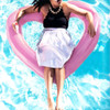 Love Heart Shaped Inflatable Floating Swimming Safety Pool Ring, Inflated Size: 120cm x 100cm (Pink)