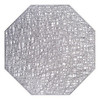 Pastoral Octagonal PVC Insulated Placemat Creative Hollow Placemat Household Table Decoration(Silver)