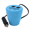 D-24 Crocodile Texture Car Cup Charger 2.1A/1A Dual USB Ports Car 12V-24V Charger with 2-Socket Cigarette and Card Socket