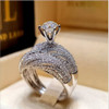 2 PCS Women Vintage 925 Silver Diamond Wedding Ring, Size:6