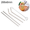 4 PCS Reusable Stainless Steel Drinking Straw + Cleaner Brush Set Kit, 266*6mm(Silver)