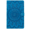 For Galaxy Tab A 10.1 (2019) Pressed Printing Sun Flower Pattern Horizontal Flip Leather Case with Holder & Card Slots & Wallet(Blue)