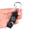 3 in 1 Camping Climbing Hiking Mini Carabiner with Keychain Compass Thermometer Hanger Key Ring Black