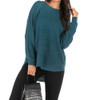 Women Casual Pullover Loose Sweater, Size: XL(Green Blue)