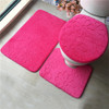 2 Sets Three-Piece Set Flannel Anti-Slip Kitchen Bath Toilet Rug Mat Washable Carpet(Rose Red Flower)