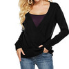 Sexy V-neck Long-sleeved Pullover Sweater, Size: L(Black)