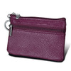 Cowhide Leather Zipper Solid Color Horizontal Card Holder Wallet RFID Blocking Coin Purse Card Bag Protect Case, Size: 11.4*7.4cm(Purple)