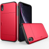 Shockproof Rugged Armor Protective Case for  iPhone XR, with Card Slot(Red)