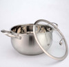 Thickened Bottom Stainless Steel Soup Pot With Double Handle  Glass Cover Non-stick Pan, Size:18cm