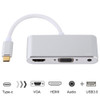 USB 2.0 + Audio Port + VGA + HDMI to USB-C / Type-C HUB Adapter (Silver)