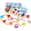 Wooden Toys Baby DIY Toy Cartoon Fruit Animal Stringing Threading Wooden Beads Toy(Vegetable and Fruit)