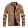 Autumn And Winter Fashion Tide Male Leather Jacket (Color:Khaki Size:4XL)