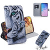 Tiger Pattern Coloured Drawing Horizontal Flip Leather Case for Galaxy S10, with Holder & Card Slots & Wallet