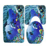 European and American Style Underwater World Printing Pattern Toilet Mat Three-piece Suit