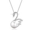 Women Fashion S925 Sterling Silver Pearl Swan Pendant Necklace