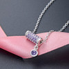 Women Fashion S925 Sterling Silver Small Waist Pendant Necklace (Purple)