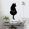 42*18cm Home Office Bedroom Decoration Battery Operated Cat Shaped Wall Clock with Swinging Tails(Black)