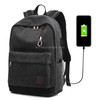 Multi-Function Travel Casual Canvas Backpack Students Bag with External USB Charging Interface & Headphone Jack (Black)