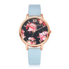 Lvpai P086Leather Strap Flower Dial Quartz Wrist Watch(Sky Blue+Rose Gold)