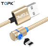 TOPK 2m 2.4A Max USB to 8 Pin 90 Degree Elbow Magnetic Charging Cable with LED Indicator(Gold)