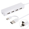 3 in 1 USB-C / Type-C + Micro USB + 4 x USB 2.0 Ports HUB Converter, Cable Length: 12cm(White)