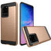 For Galaxy S20 Ultra Brushed Texture Shockproof Rugged Armor Protective Case(Gold)
