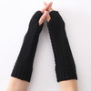 Knitted Wool Fishbone Texture Warm Cuffs Fingerless Arm Sleeves(Black)