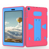 For Amazon Kindle Fire HD 8 2017 PC+Silicone Shockproof Protective Back Cover Case With Holder (Blue + Magenta)