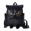 Owl Pattern Shoulder Bag Female PU Personality Backpack(Black)