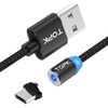 TOPK 2m 2.4A Max USB to Micro USB Nylon Braided Magnetic Charging Cable with LED Indicator(Black)