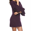 Autumn and Winter Women Hedging Trumpets Sleeve Sweater Dress, Size: XL(Deep Purple)