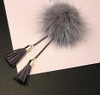 Fur Ball Brooch Chain Tassel Brooch For Women(Gray)