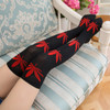 Maple Pattern Sports Knitted Thigh Socks(Black Red Leaves)