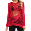 Spring and Summer Women Sexy Hollow Perspective Sweater, Size: M(Red )