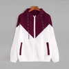 Women Jackets Female Zipper Pockets Casual Long Sleeves Coats Autumn Hooded Windbreaker Jacket, Size:M(Fuchsia)