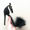 Plush Peep-Toe High Heels, Size:36(Black)