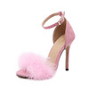 Plush Peep-Toe High Heels, Size:37(Pink)