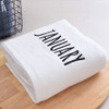 Month Embroidery Soft Absorbent Increase Thickened Adult Cotton Bath Towel, Pattern:January(White)