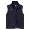 Men Sleeveless Stand Collar Loose Vest Multi-pockets Vest (Color:Dark Blue Size:5XL)