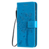 For Nokia 7.2 Tree & Cat Pattern Pressed Printing Horizontal Flip PU Leather Case with Holder & Card Slots & Wallet & Lanyard(Blue)