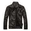 Men Plus Velvet Fashion Leather Jacket Motorcycle Coat (Color:Black Size:4XL)