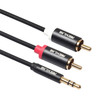 REXLIS 3635 3.5mm Male to Dual RCA Gold-plated Plug Black Cotton Braided Audio Cable for RCA Input Interface Active Speaker, Length: 3m